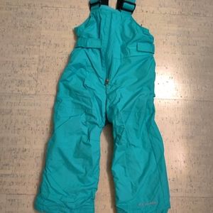 Columbia snow bibs 3t turquoise color